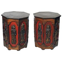 Pair of "Medieval" Modern Side Tables Attributed to Witco