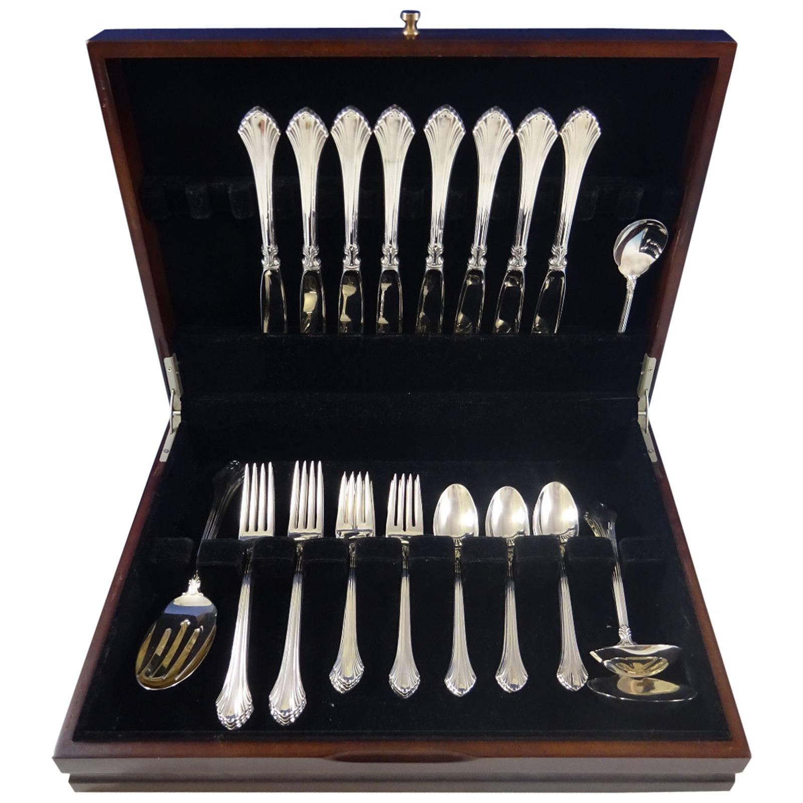 French Regency by Wallace Sterling Silver Flatware Set for Eight Service 37 Pcs