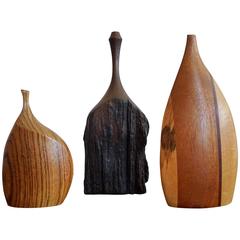 Three Handmade Wood Vases by Doug Ayers, Tom Tramel and Robert Cumpston