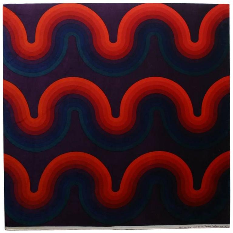 'Large Wave' Velour Fabric by Verner Panton for Spectrum Mira-X For Sale