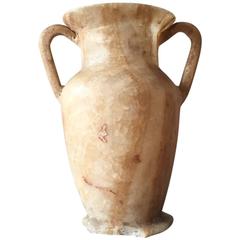Ancient Egyptian Style 'Grand Tour' Carved Alabaster Urn Shaped Vase