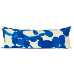 Hand-Painted Blue Yellow Molecules Silk Charmeuse Snake Pillow