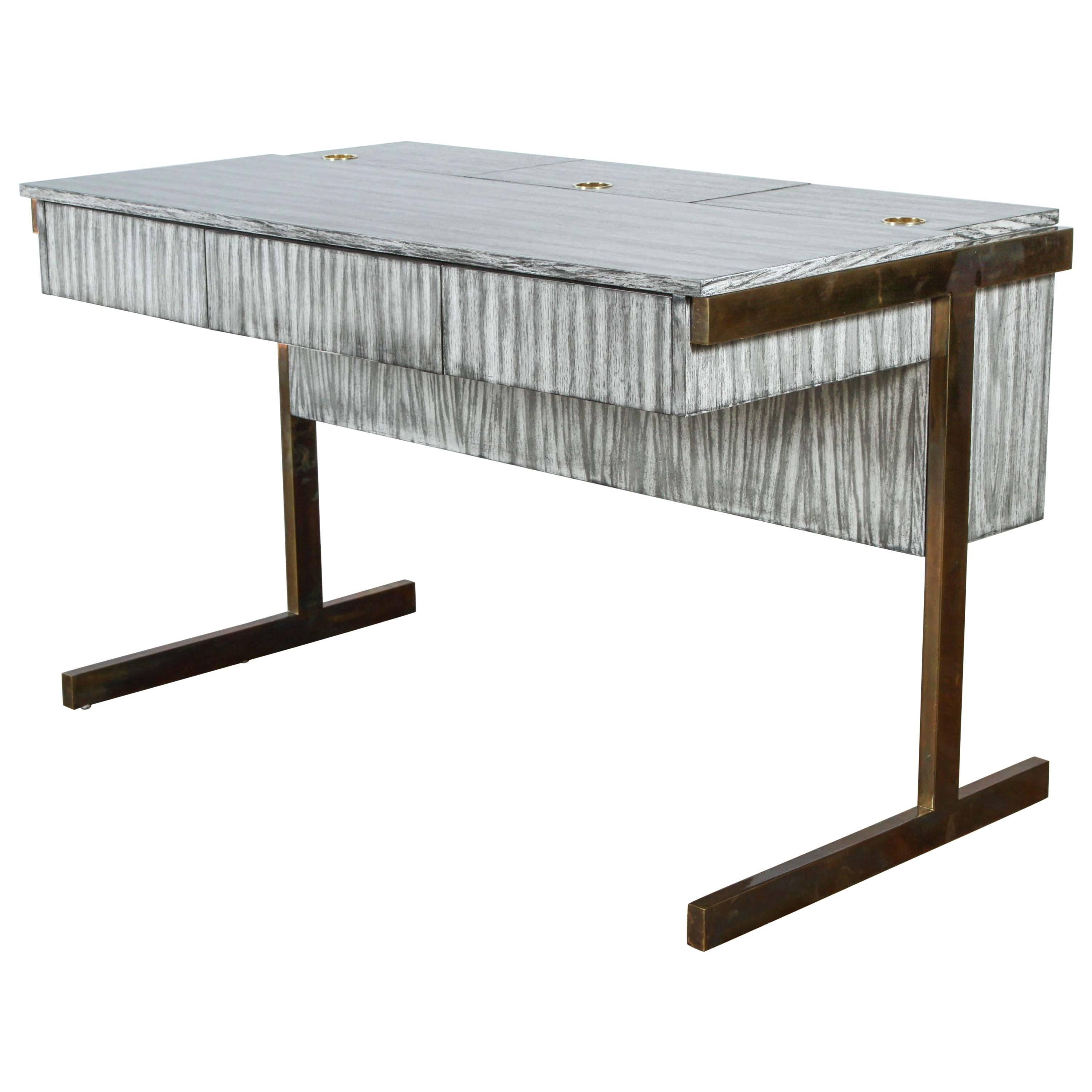 Paul Marra Writing, File Desk in Gray Zebra Finish For Sale