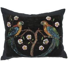 Retro Hand-Painted Black Velvet Linen Pillow