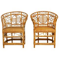 Pair of Brighton Pavilion Style Chinoiserie Chinese Chippendale Chairs