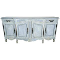 Antique French Louis XV Painted Oak Wood Buffet or Sideboard