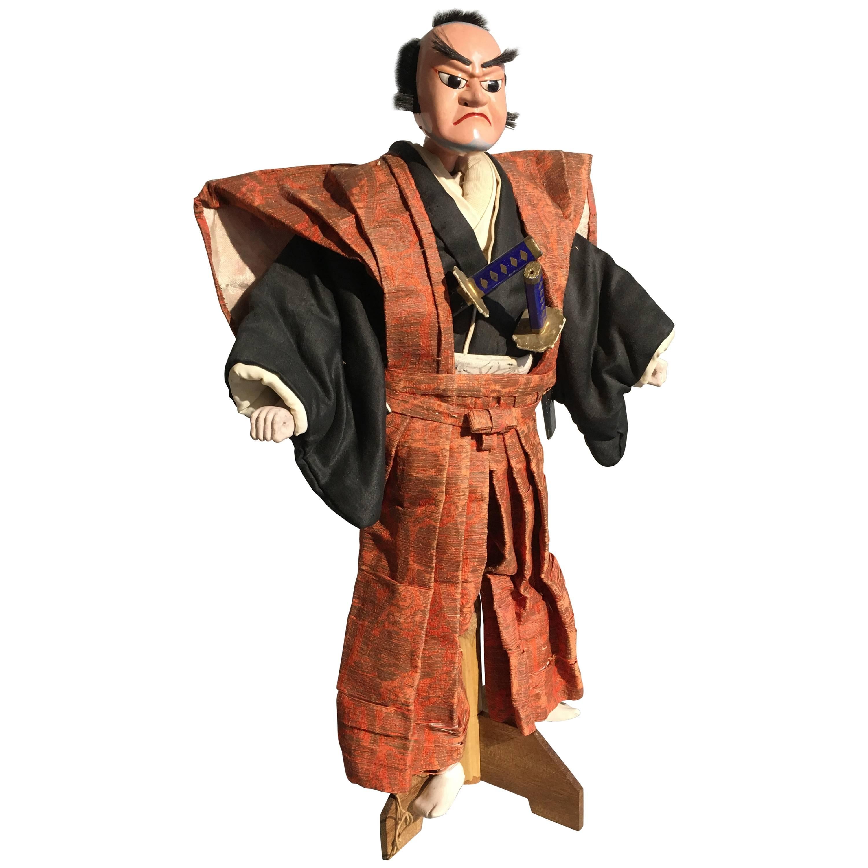 Japanese Bunraku Samurai Puppet, Meiji Period