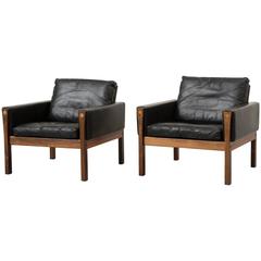 Hans Wegner Pair of AP-62 Chairs in Rosewood and Leather
