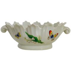 Vintage 1970'S French Limoges Scalloped Hand Painted Butterfly Bowl