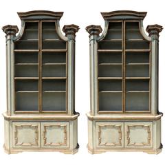 Wonderful Pair Gilt Bibliotheque Bookcase Display Library Cabinet Cases Stacks