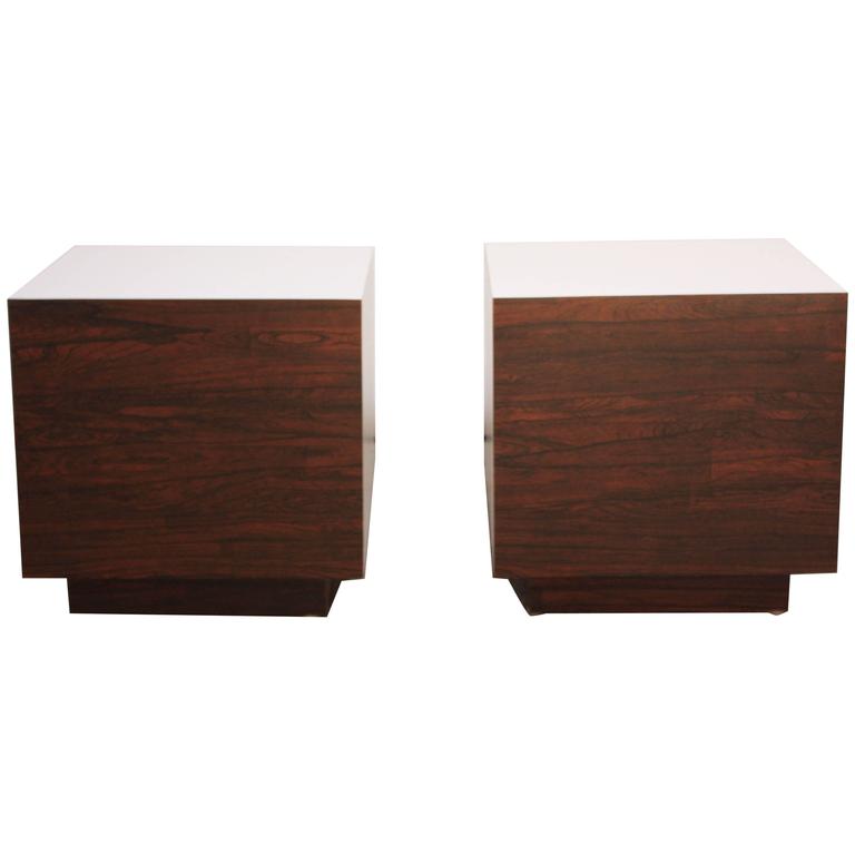 Diminutive Rosewood and Laminate Cube End Tables For Sale ...