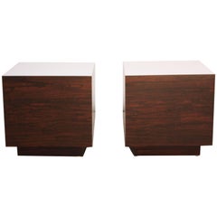 Diminutive Rosewood and Laminate Cube End Tables