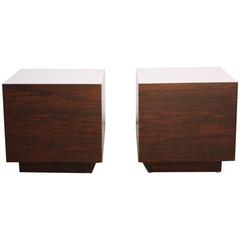 Diminutive Rosewood and Laminate Cube End Tables 7