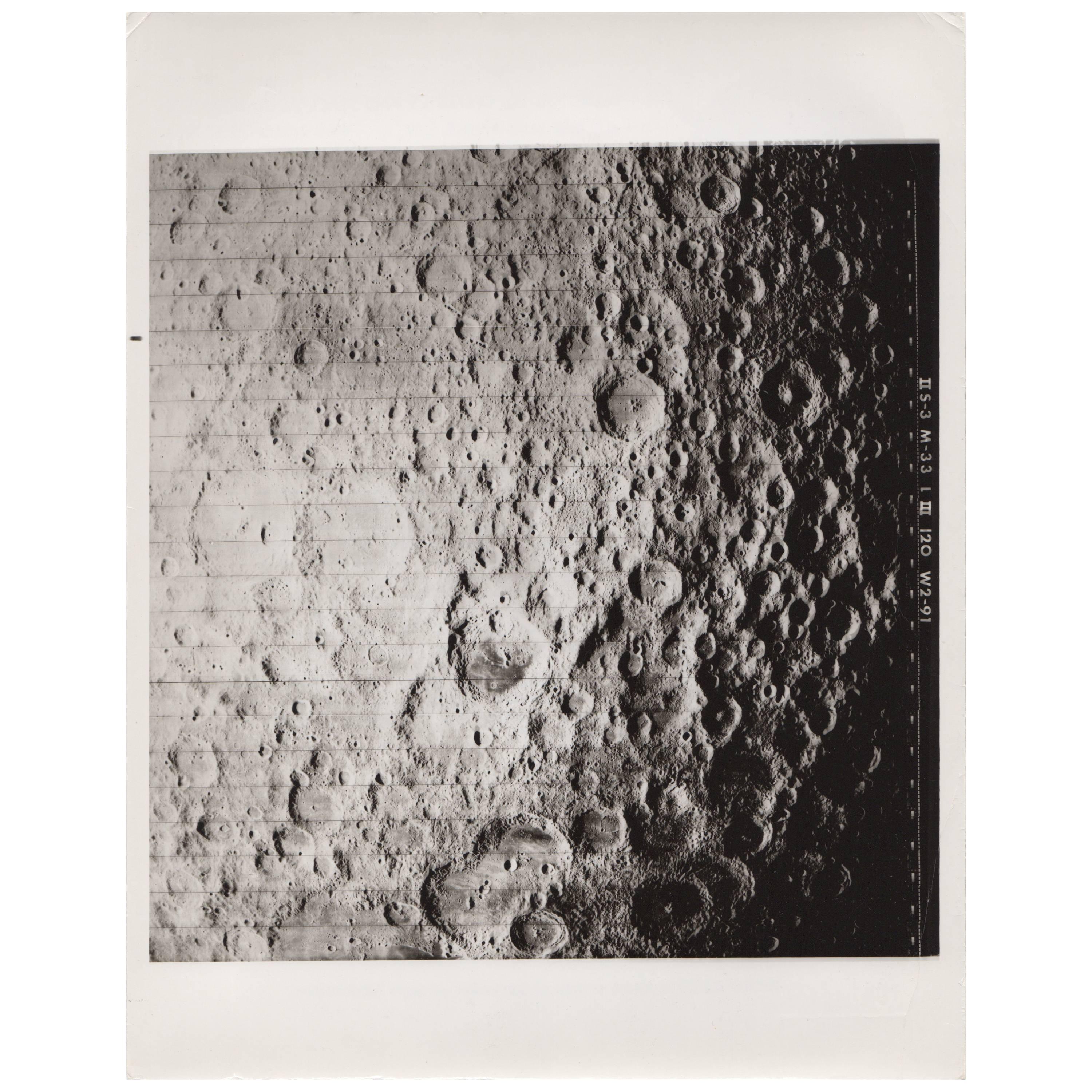 Lunar Orbiter Vintage Gelatin Silver Print by NASA For Sale