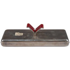 Norwegian Sterling Silver and Red Enamel Hinged Box by J.Tostpup