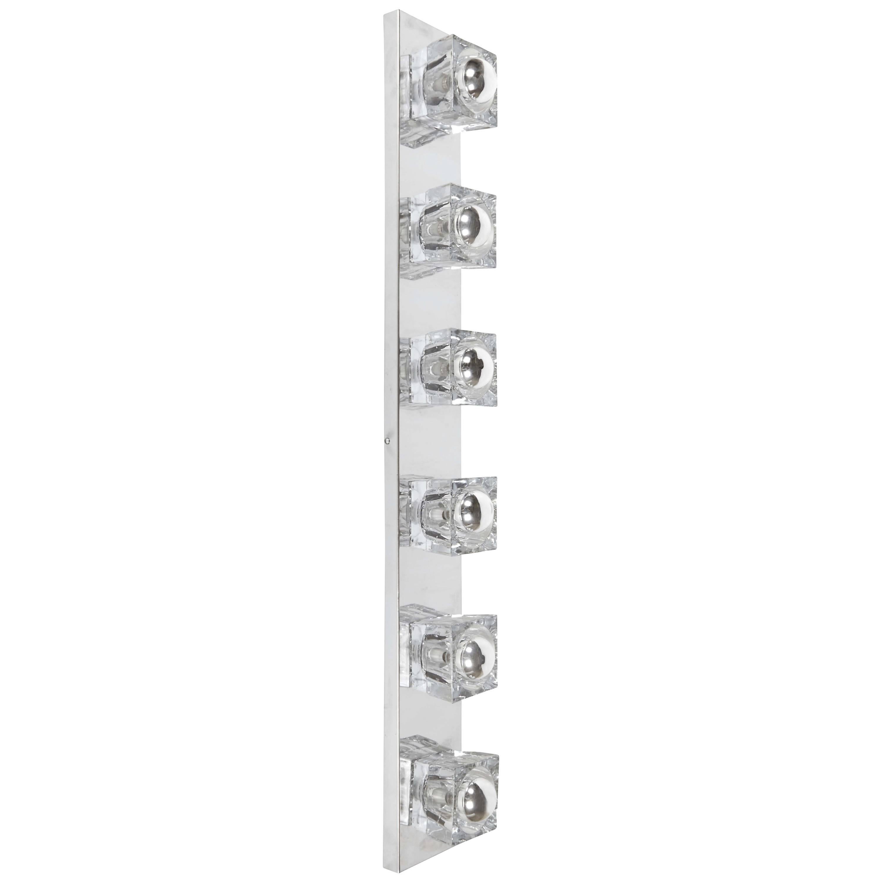 Peill & Putzler Six-Light Chrome Wall Fixture with Cut Glass