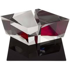 Martin Rosol Optical Glass Sculpture on Rotating Base