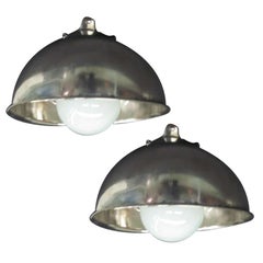 Pair French Mid-Century Marine Industrial Flush Mounts or Sconces, Jean Prouve