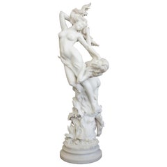 Antique Superb Italian Marble group of Two Intertwined Ladies by Vittorio Caradossi