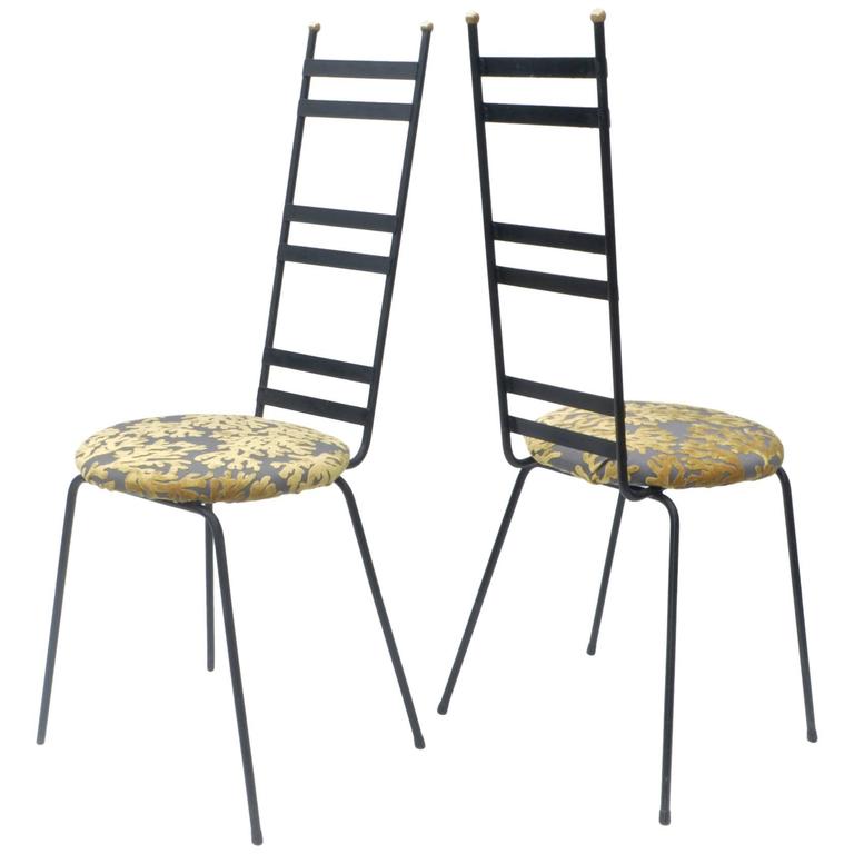 Tantalizing Pair of Tall Backed Garden Chairs For Sale at 1stdibs