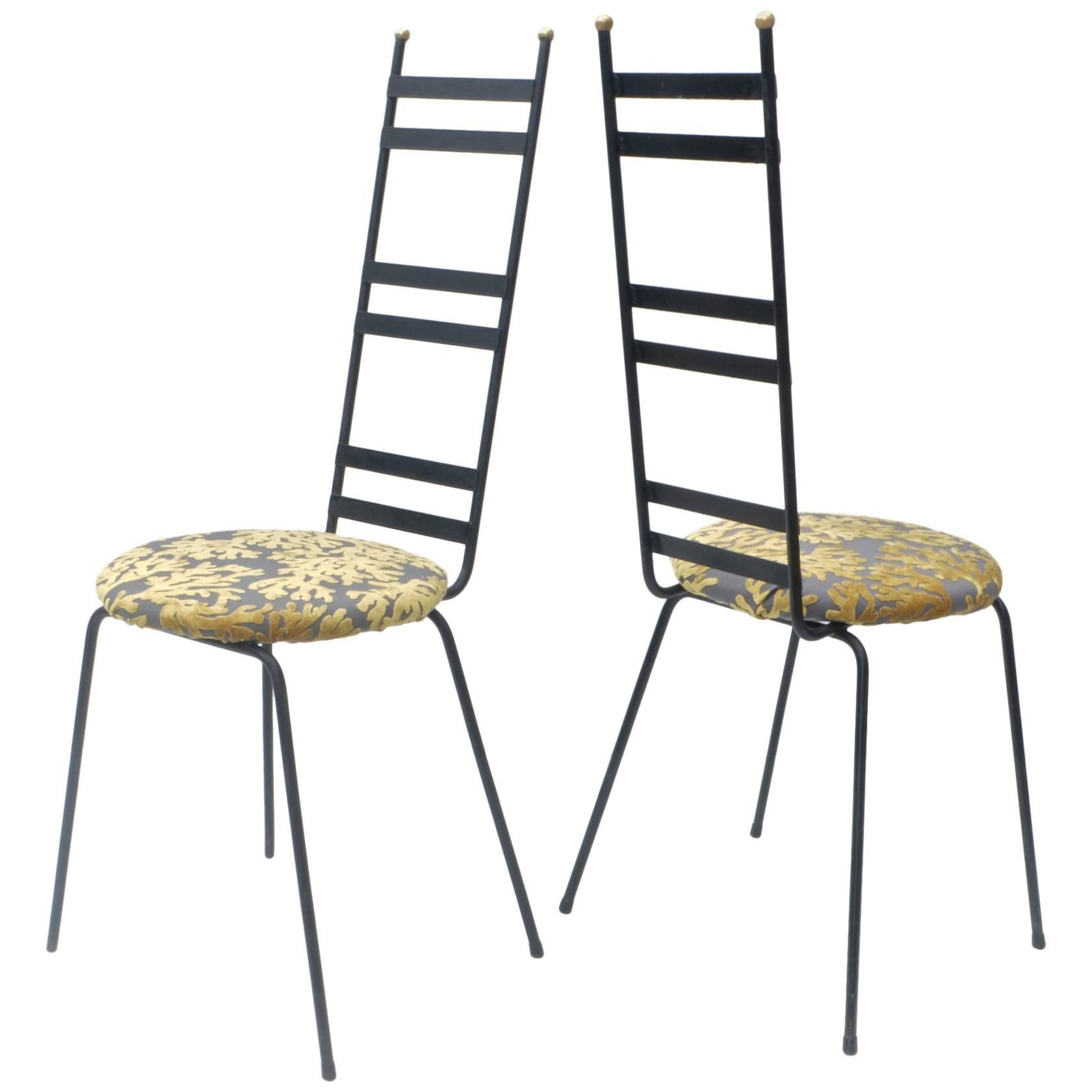  Pair of Tall Back Bistro Chairs in the Manner of Umanoff For Sale