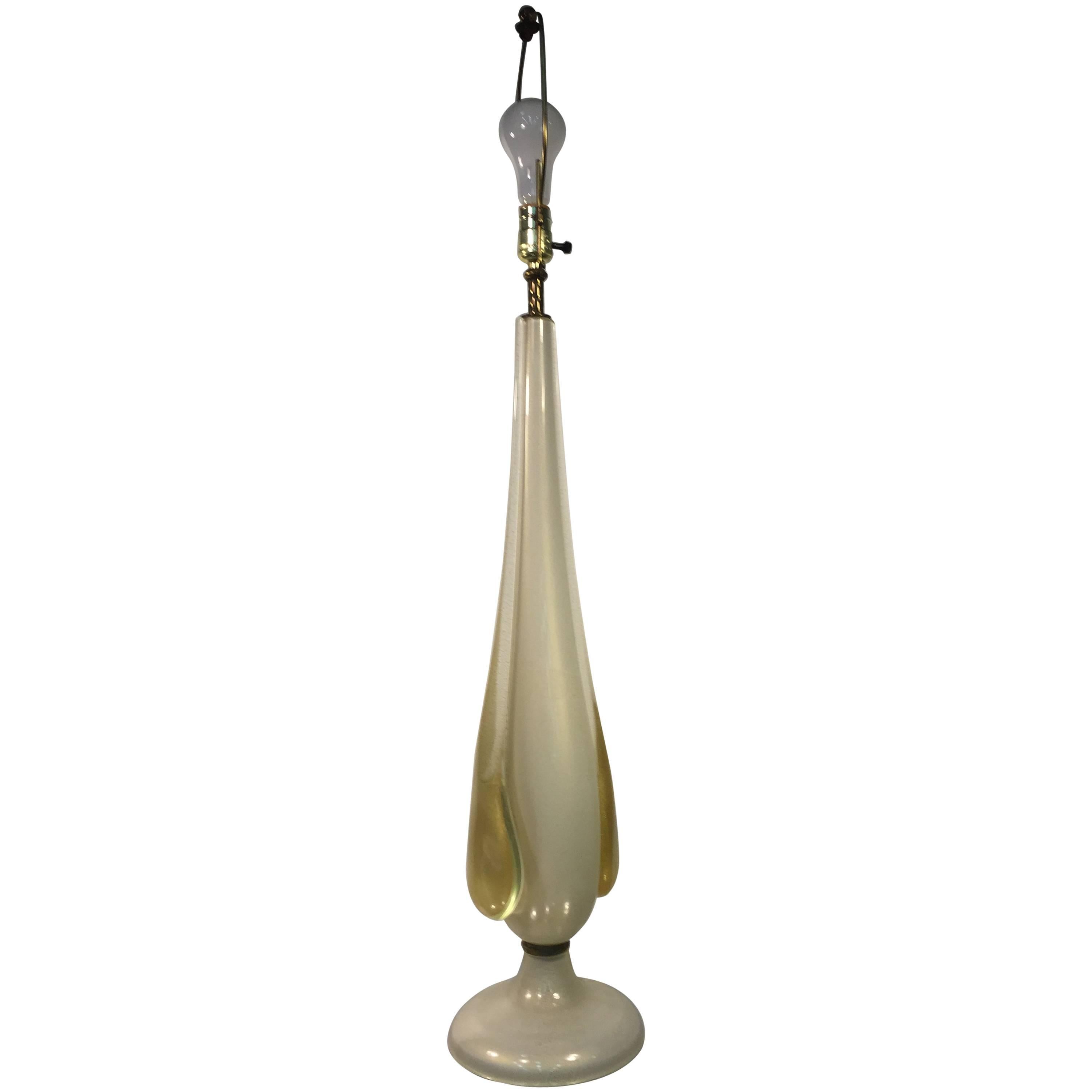 Fantastic Murano Glass Italian Table Lamp with Gold Flakes by Flavio Poli For Sale