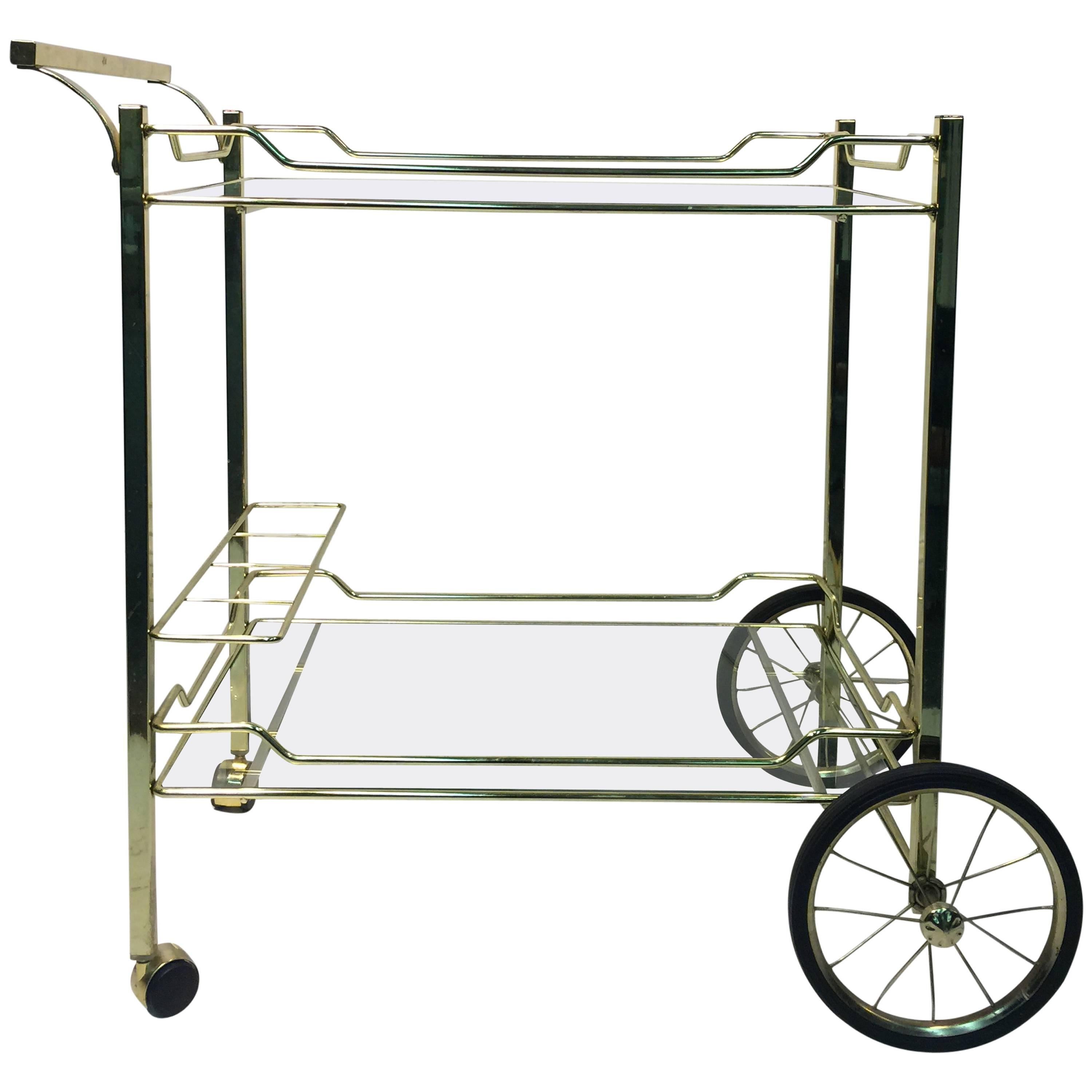 Beautiful Brass Bar or Tea Cart for the Design Institute of America For Sale