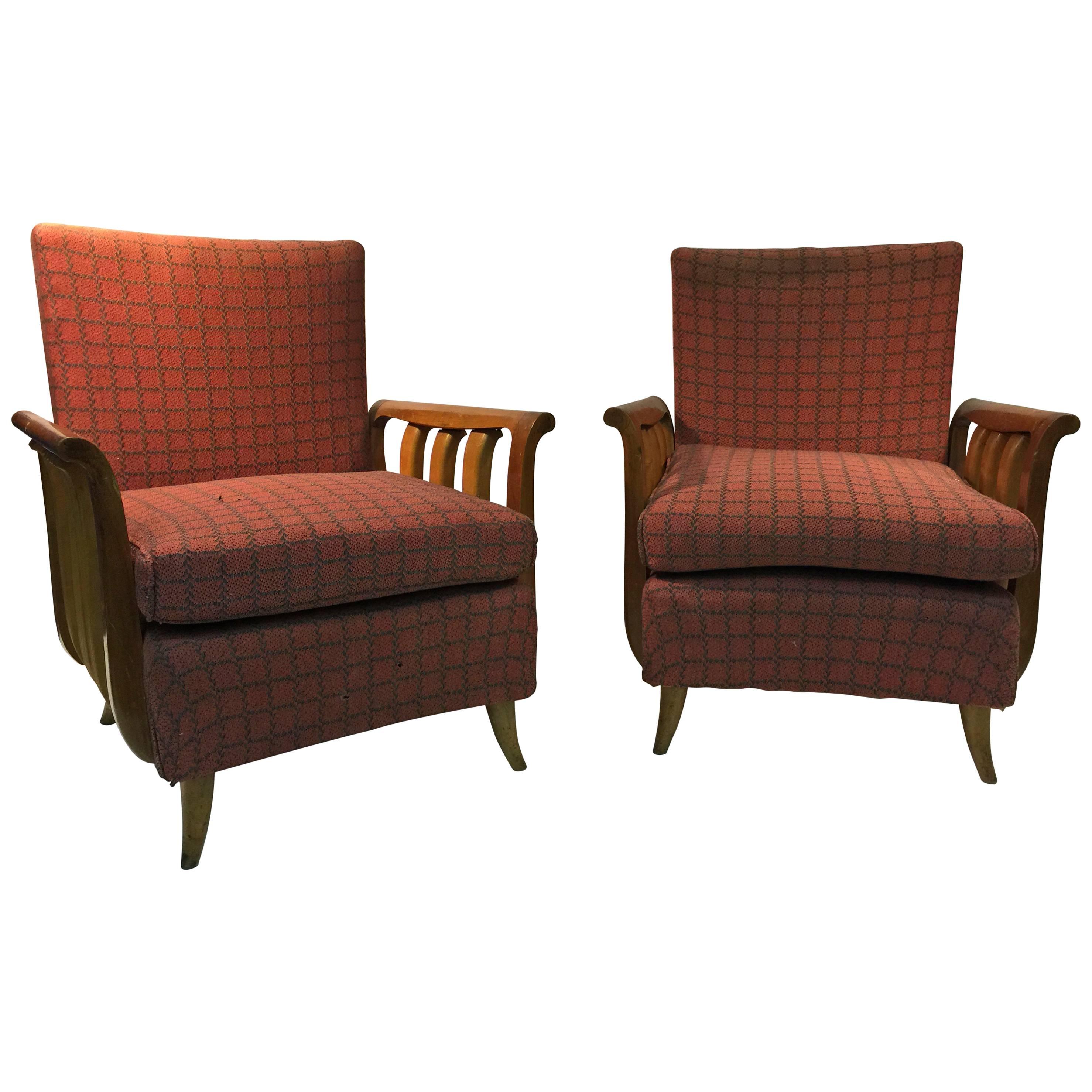 Phenomenal Pair of Italian Art Deco Chairs in the Manner of Paolo Buffa For Sale