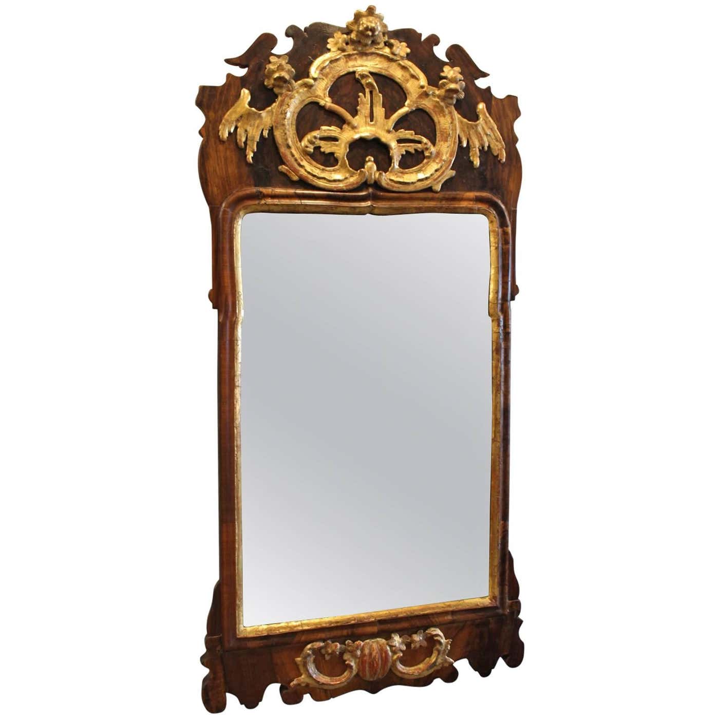 Rococo Styled Mirror in Walnut with Carving from the 1740s For Sale at ...