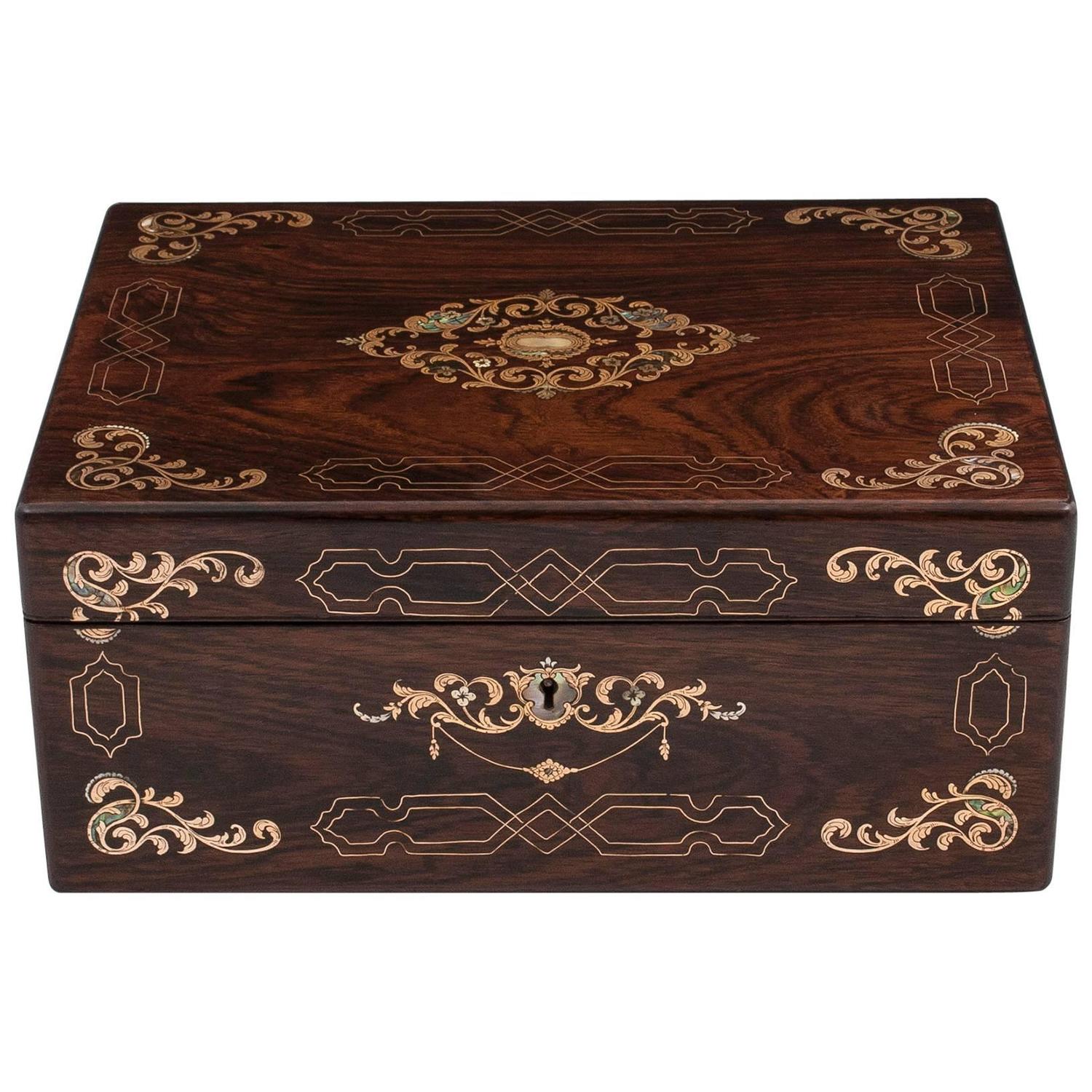 Antique Rosewood Sewing Box For Sale at 1stdibs