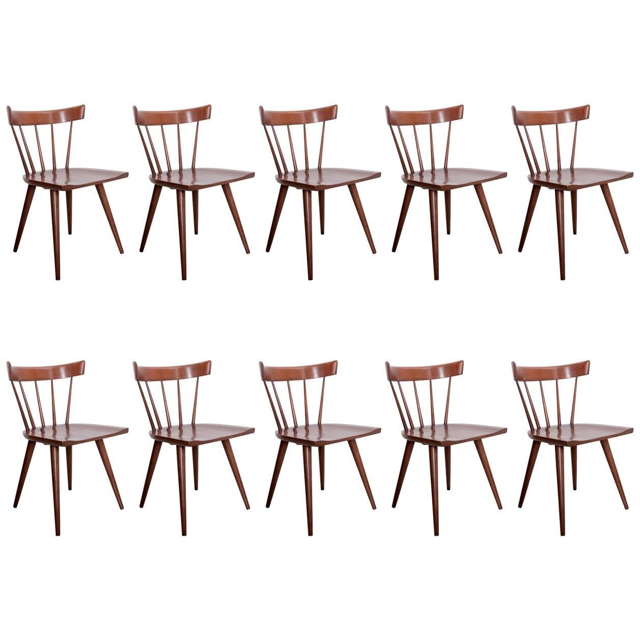 Set of Ten Dark Paul McCobb Spindle Back Chairs for Winchendon, USA, 1950s