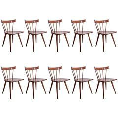 Set of Ten Dark Paul McCobb Spindle Back Chairs for Winchendon, USA, 1950s