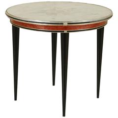 Table Wooden Top Glass Lacquered Wood Aluminium Vintage, Italy, 1950s