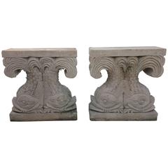 Dolphin Pedestal Table Bases in Terra Cotta Finish
