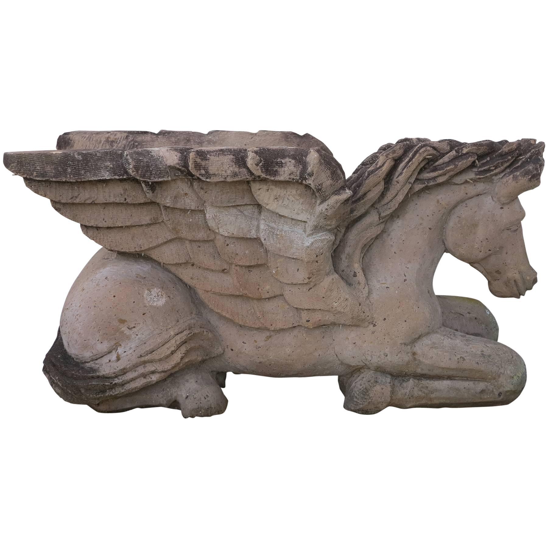Decorative  Cement with Terracotta Finish Pegasus Statue Table Base