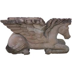 Decorative Cement with Terracotta Finish Pegasus Statue Table Base