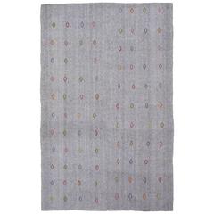 Cotton and Goat Hair Kilim with Colorful Motifs