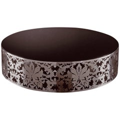 Flora Round Coffee Table with Stainless Steel Base and Black or White Glass Top