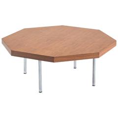 Rare Pierre Paulin Octagonal Coffee Table with Satinwood Top
