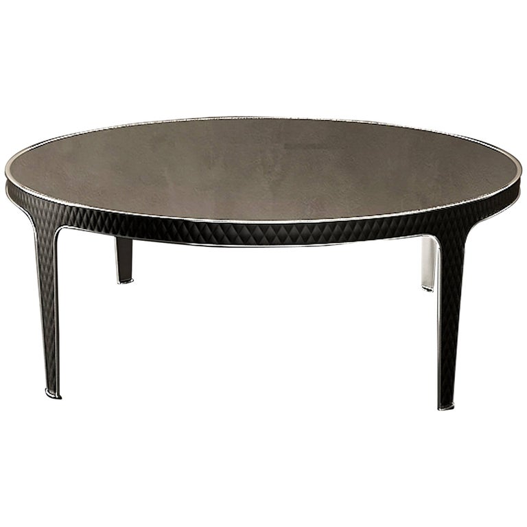 Shadow Round Coffee Table Steel And, Round Leather Coffee Table With Legs