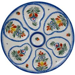 Vintage 1960s French Henriot Quimper Faience Oyster Plate