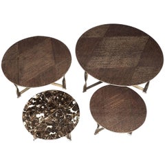 Torsade Round Coffee Table Bronze Structure and Marble Top