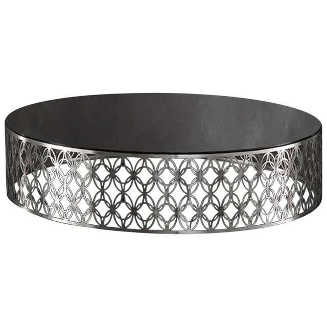 Shadowy Round Table Shadow Round Coffee Table Steel and Leather Base with Marbel Top For ...