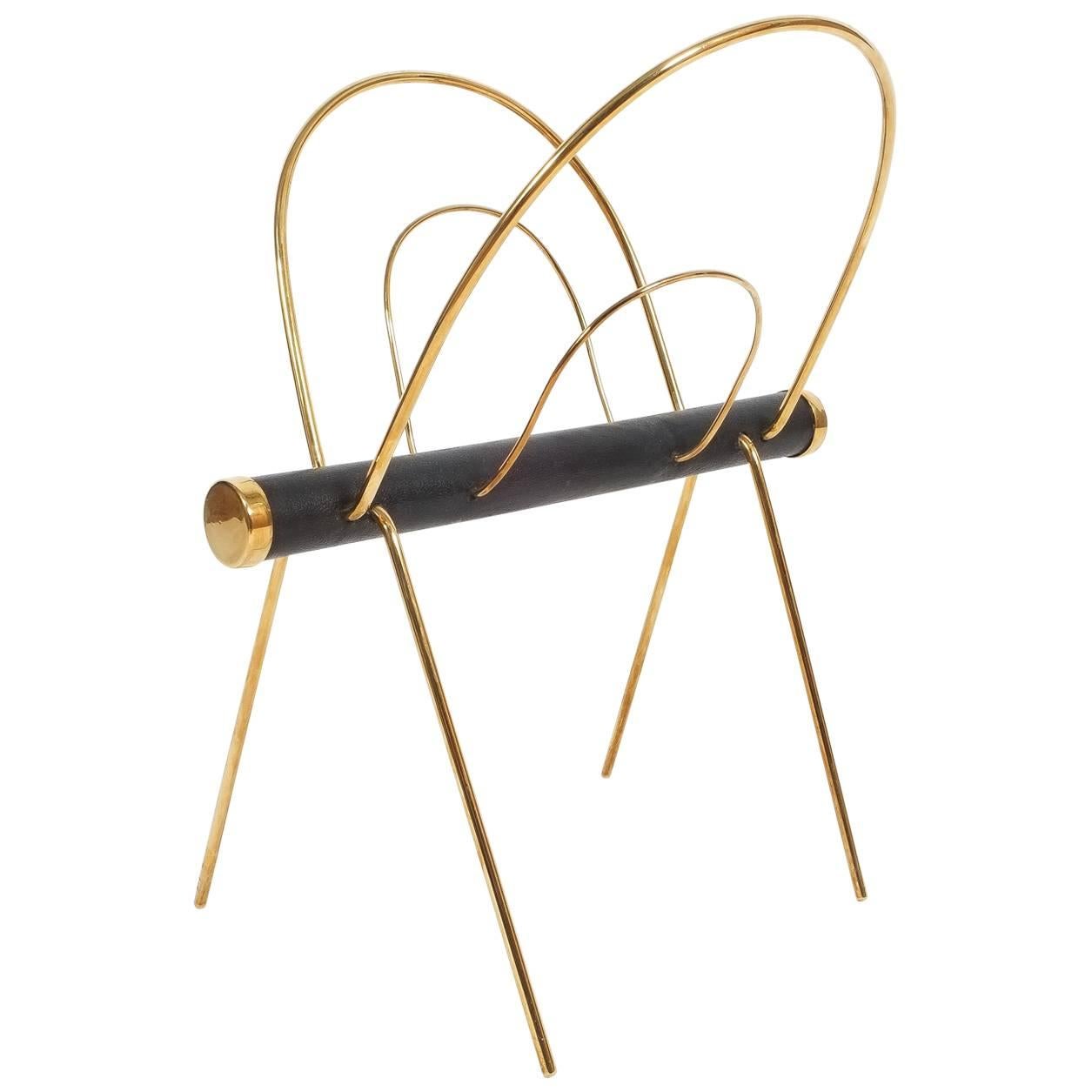 Austrian Brass Magazine Rack, circa 1950