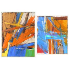 Pair of Vibrant 1970s Abstract Paintings #3