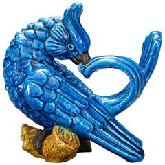 Gunnar Nylund for Rörstrand, Swedish Sculpture of a Preening Blue Parrot