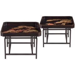 A Pair of Japanese Polychrome Lacquer Tray Tables