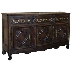 18th Century Country French Oak Buffet - Enfilade with Original Brass Hardware 9