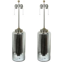 Pair of Large Mercury Glass Lamps 8