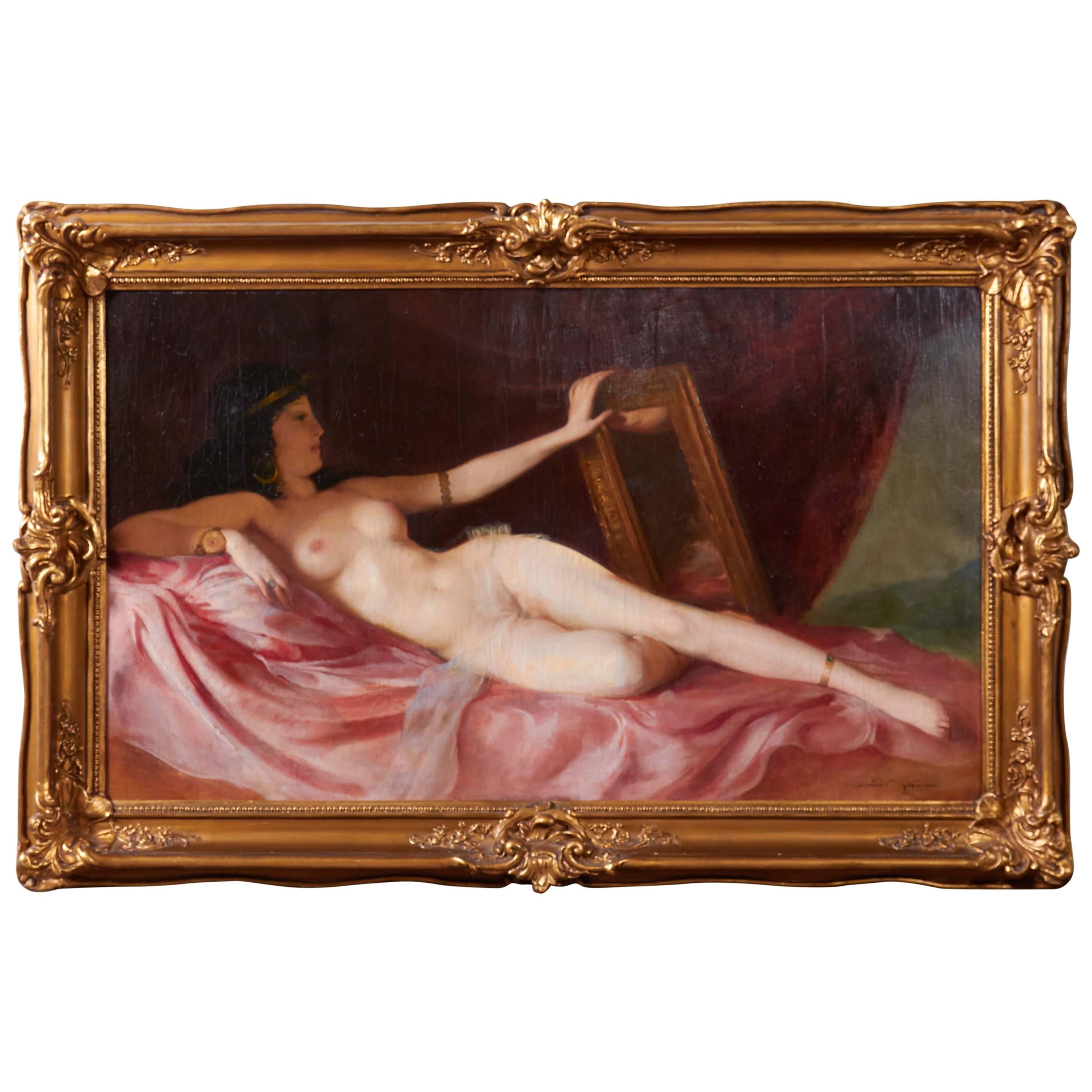 Maria Szantho, Original Oil on Canvas, Reclining Nude, circa 1930